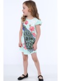 Dress with a peacock, mint NDZ8128 - Online store - Boutique